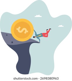 Dívida, pagamento de empréstimo ou problema de hipoteca, falha financeira ou risco de investimento, falência, gastos ou dinheiro error.about um homem e sua vida.