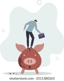 Debt and loan problem, financial mistake, poverty or bankruptcy concept.flat design with people.