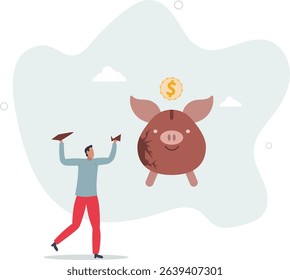 Debt and loan problem, financial mistake, poverty or bankruptcy concept. character life .