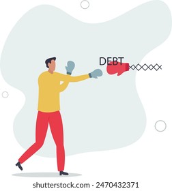 Debt management, fight with debt for financial freedom.flat vector illustration.