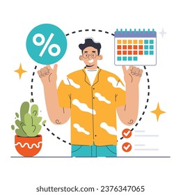Debt management. Organization, tracking and paying off debts. Financial planning and budgeting. Payment strategy development. Flat vector illustration