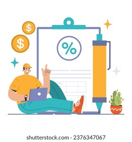 Gestión de la deuda. Organización, seguimiento y pago de deudas. Planificación y presupuestación financieras. Desarrollo de la estrategia de pago. Ilustración vectorial plana