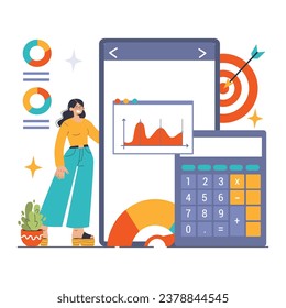 Debt management. Organization, tracking and paying off debts. Financial planning and budgeting. Payment strategy development. Flat vector illustration