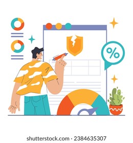 Debt management. Organization, tracking and paying off debts. Financial planning and budgeting. Payment strategy development. Flat vector illustration