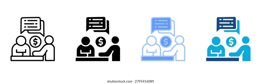 Debt Negotiation Icon Multiple Style Vector Illustration