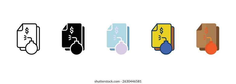 Conjunto de iconos de obligación de deuda Colección de estilos múltiples