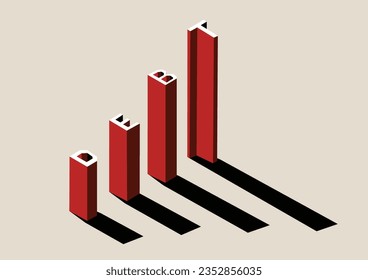 Debt on rise and increasing  statistics illustration 
