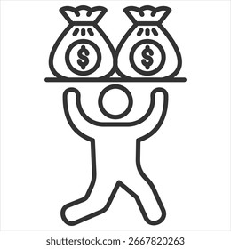 Debt Outline Icon Vector Illustration