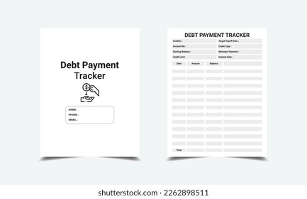 Debt Payment Tracker kdp interior, Bank loan payment tracker notebook interior