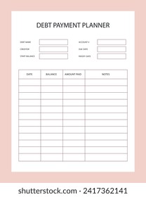 Debt Payoff Planner Template Minimalist Illustration