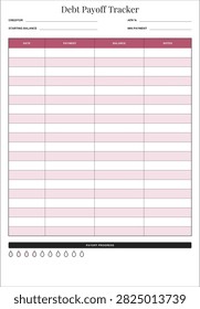 Debt Payoff Tracker Printable Planner Template Payment Log and Progress