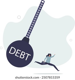 Debt problem, obligation or financial loan crisis, liability or credit failure, no money to pay for debt, mortgage default concept.flat design with people.