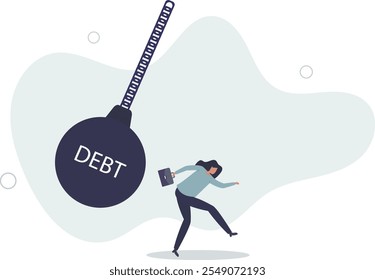 Schuldenproblem, Verbindlichkeit oder Finanzkreditkrise, Haftung oder Kreditausfall, kein Geld für Schulden zu bezahlen, Hypothekenausfallkonzept.flat Zeichen.