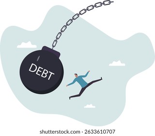 Debt problem, obligation or financial loan crisis, liability or credit failure, no money to pay for debt, mortgage default .character for design.
