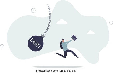 Debt problem, obligation or financial loan crisis, liability or credit failure, no money to pay for debt, mortgage default concept. character life .