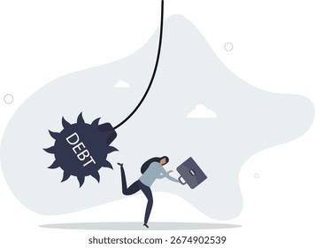 Debt problem, obligation or financial loan crisis, liability or credit failure, no money to pay for debt, mortgage default concept.life and employment of people.