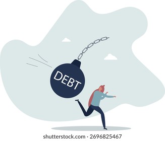 Problema de deuda, obligación o crisis de préstamo financiero, responsabilidad o fallo de crédito, no hay dinero para pagar la deuda, concepto de incumplimiento hipotecario. vida y empleo de las personas.