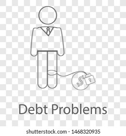 Debt Problems icon on transparency background. Vector illustration.
