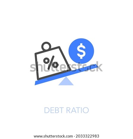 Debt ratio symbol with a dollar symbol and a debt. Easy to use for your website or presentation.