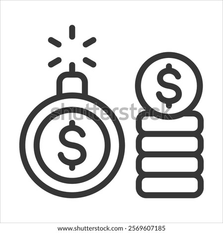 Debt Recovery Outline Icon Vector Illustration