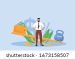 Debt repayment flat concept vector illustration. Bankrupt, man without money, bank debtor 2D cartoon character for web design. Economic burden, credit loan, financial problem creative idea