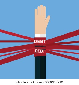 Debt ropes are difficult to fix, Vector illustration design concept in flat style