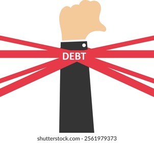 Debt ropes are difficult to fix, Vector illustration design concept in flat style

