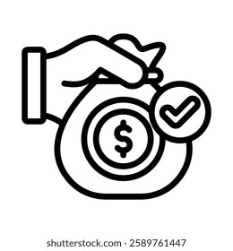 Debt Settlement Line Vector Illustration On White Background.
