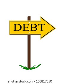 debt sign with arrow