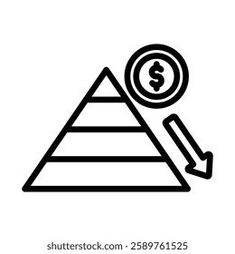 Debt Snowball Line Vector Illustration On White Background.