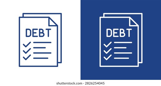 Debt Statement Blue And White Icon Style Collection