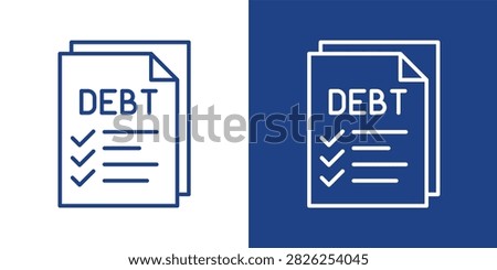 Debt Statement Blue And White Icon Style Collection