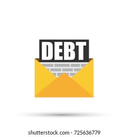 Debt. Tag label. Flat icon. Vector stock illustration