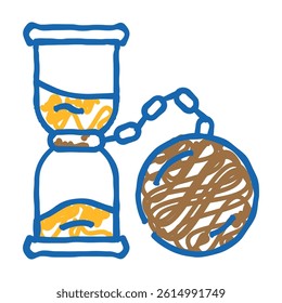 debt time management doodle icon sketch vector. debt time management sign. isolated symbol illustration