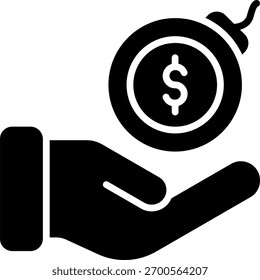 Diseño de Vector de deuda en estilo moderno, carga financiera y concepto de gestión de préstamos, ilustración de control de dinero. Icono de glifo