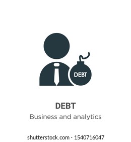 Debt vector icon on white background. Flat vector debt icon symbol sign from modern business and analytics collection for mobile concept and web apps design.