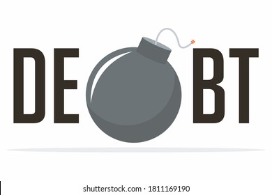 ilustración del vector de deuda, auge del logotipo, deuda debida a la corona, tiempos difíciles