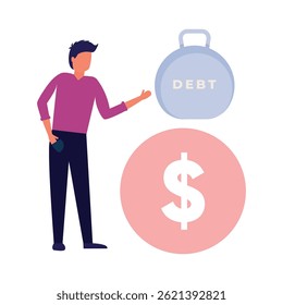Ilustración vectorial de deuda que puede modificarse o editarse fácilmente

