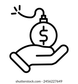 Diseño de iconos de línea de Vector de deuda