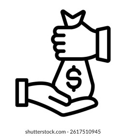 Debt Vector Line Icon Design