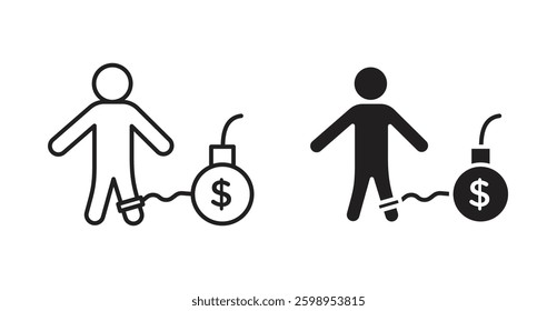 Debt vector line icon illustration collection.
