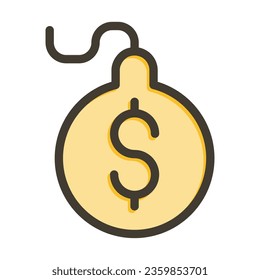 Debt Vector Thick Line Filled Colors Icon For Personal And Commercial Use.
