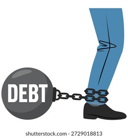 Vector de la cadena de problemas financieros del peso de la deuda