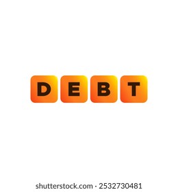 Debt word 3d cubes business finance loan concept vector illustration isolated on white
