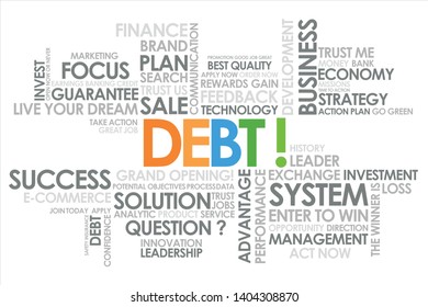 Debt in word cloud and white background