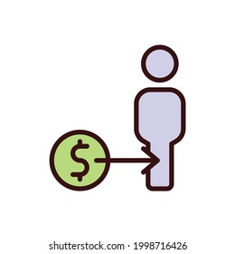 Debtor, debt icon vector illustration