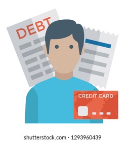 Debtor Flat Icon Design 