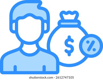 Debtor Icon Blue Color Vector Illustration