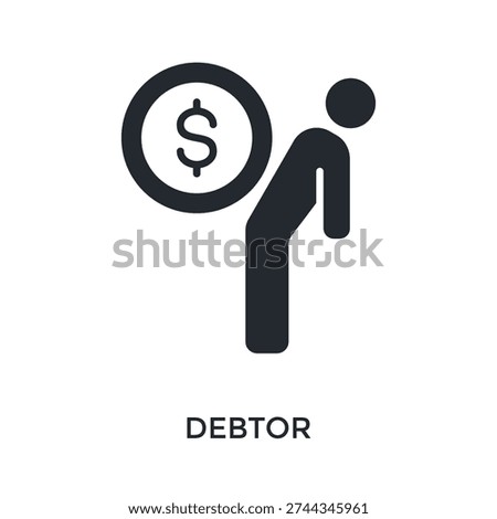 Debtor Icon Glyph Style. Vector Illustration For Graphic Design
