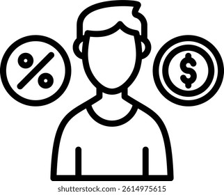 Debtor Icon Line Vector Illustration